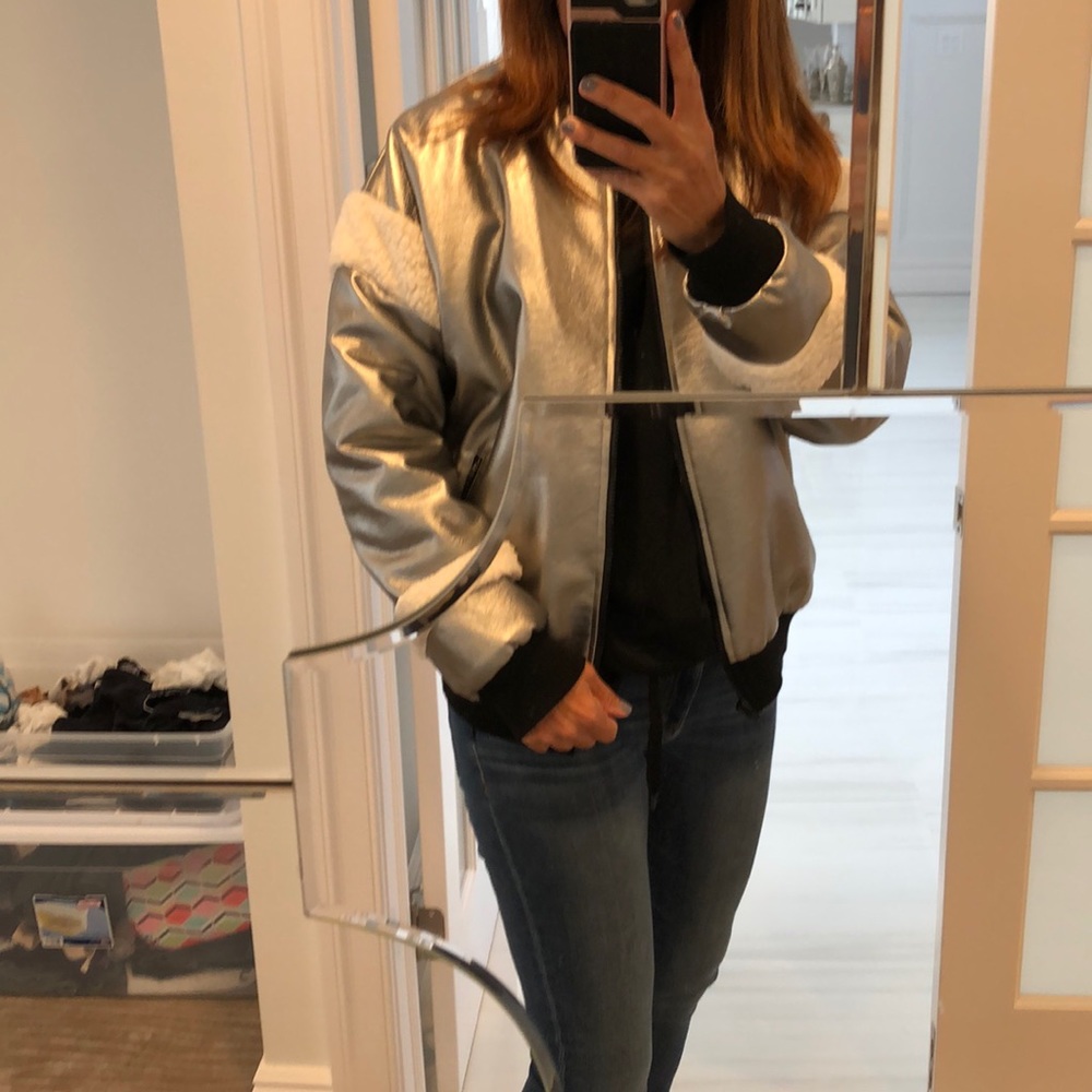 Langston Bomber Jacket Medium Silver. Brand New!